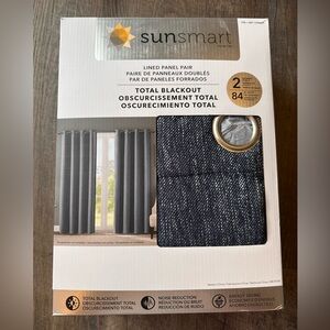 SunSmart 52”x84” Blackout Lined Panel Pair Curtains w/ Grommets - Indigo Blue